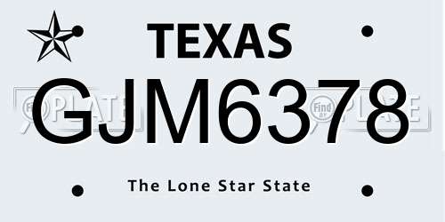 GJM6378 Texas License Plate