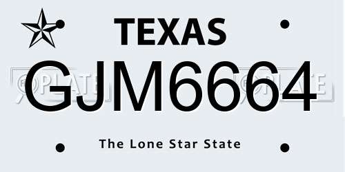 GJM6664 Texas License Plate