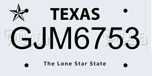 GJM6753 Texas License Plate