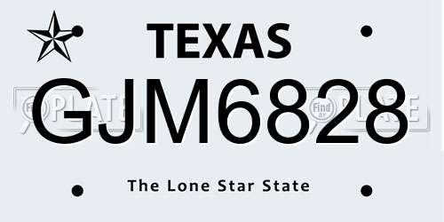 GJM6828 Texas License Plate