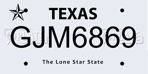 GJM6869 Texas License Plate