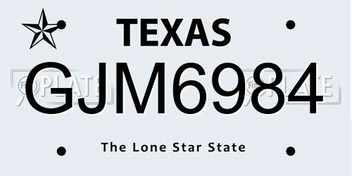 GJM6984 Texas License Plate