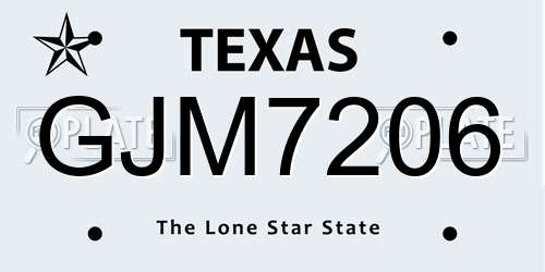 GJM7206 Texas License Plate