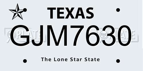 GJM7630 Texas License Plate