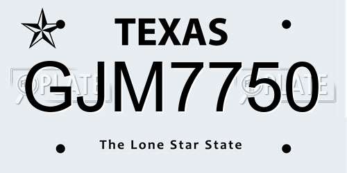 GJM7750 Texas License Plate