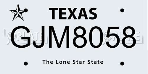 GJM8058 Texas License Plate