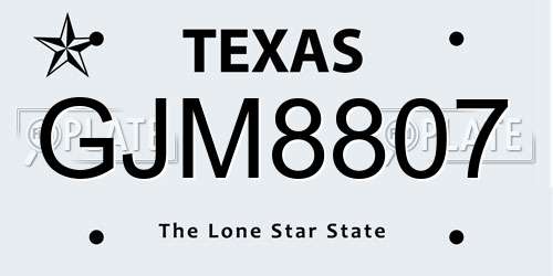 GJM8807 Texas License Plate