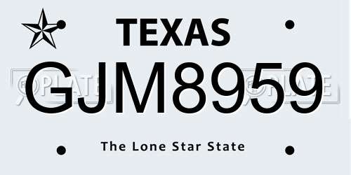 GJM8959 Texas License Plate