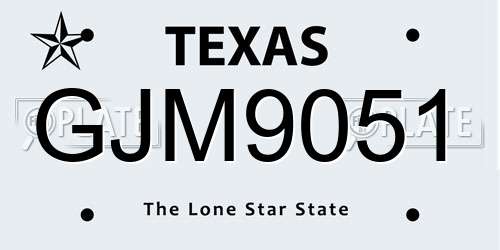 GJM9051 Texas License Plate
