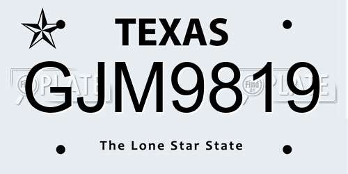 GJM9819 Texas License Plate