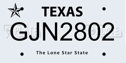 GJN2802 Texas License Plate