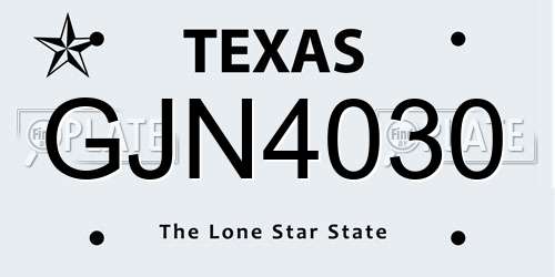 GJN4030 Texas License Plate