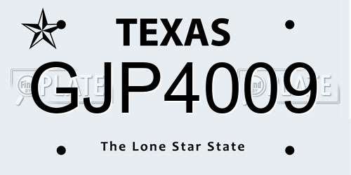 GJP4009 Texas License Plate
