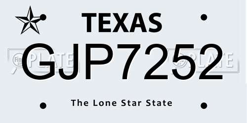 GJP7252 Texas License Plate