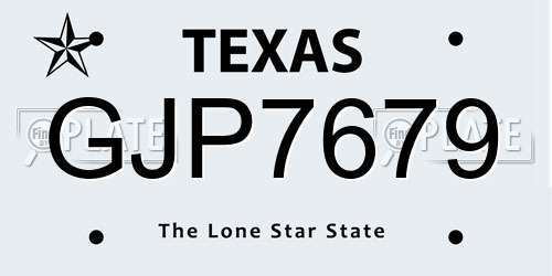 GJP7679 Texas License Plate