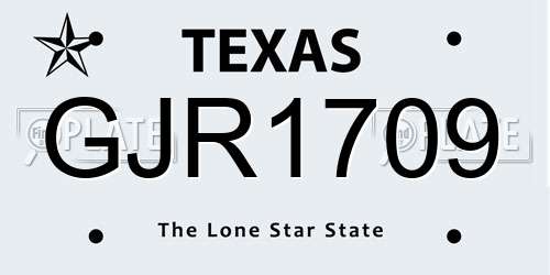 GJR1709 Texas License Plate