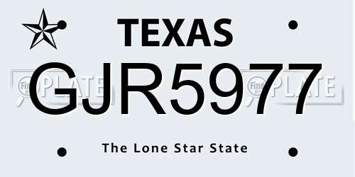 GJR5977 Texas License Plate