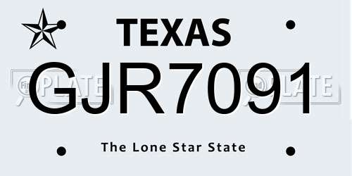 GJR7091 Texas License Plate