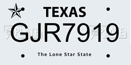 GJR7919 Texas License Plate