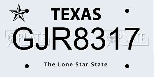 GJR8317 Texas License Plate