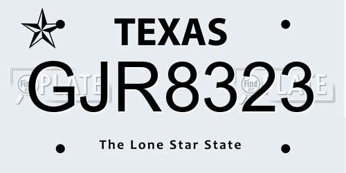 GJR8323 Texas License Plate