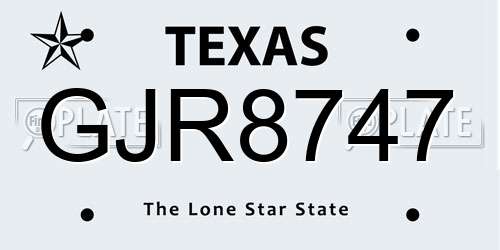 GJR8747 Texas License Plate
