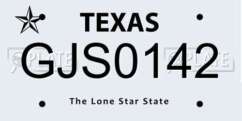 GJS0142 Texas License Plate