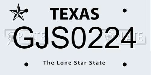 GJS0224 Texas License Plate