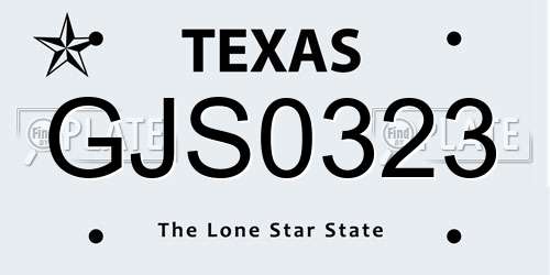 GJS0323 Texas License Plate