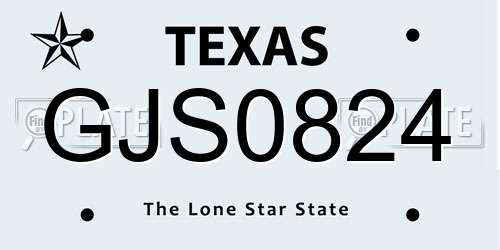 GJS0824 Texas License Plate