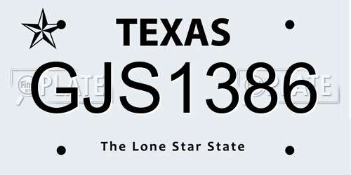 GJS1386 Texas License Plate