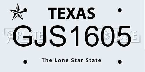 GJS1605 Texas License Plate