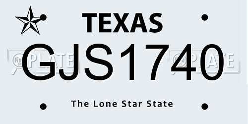 GJS1740 Texas License Plate