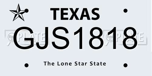 GJS1818 Texas License Plate