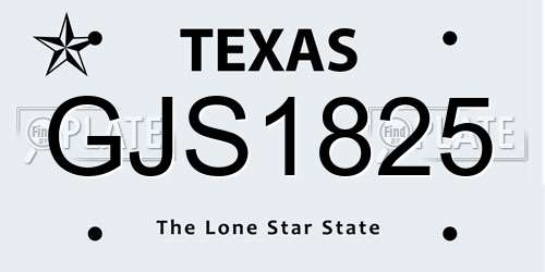 GJS1825 Texas License Plate