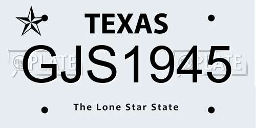 GJS1945 Texas License Plate