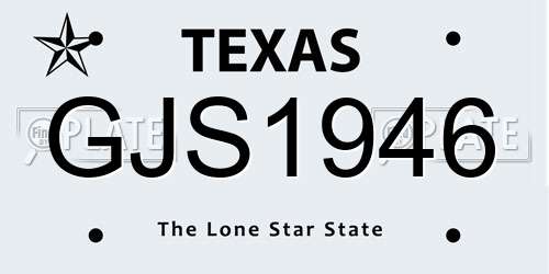 GJS1946 Texas License Plate