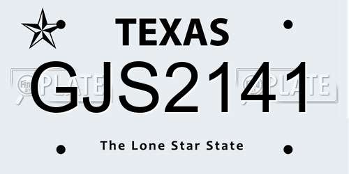 GJS2141 license plate in TX state