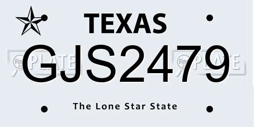 GJS2479 Texas License Plate