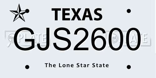 GJS2600 Texas License Plate