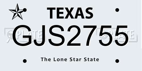 GJS2755 Texas License Plate