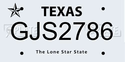 GJS2786 Texas License Plate