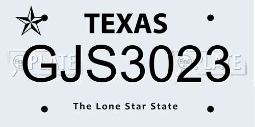 GJS3023 Texas License Plate