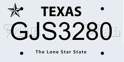 GJS3280 Texas License Plate