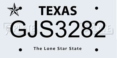 GJS3282 Texas License Plate