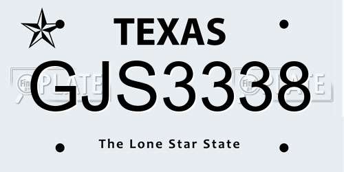 GJS3338 Texas License Plate