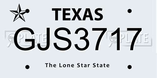 GJS3717 Texas License Plate