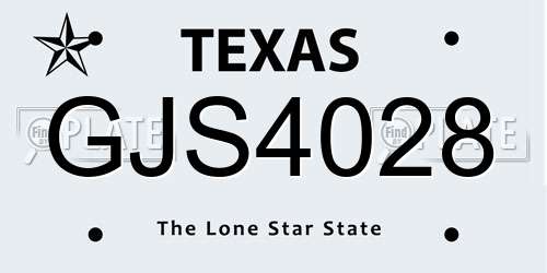 GJS4028 Texas License Plate