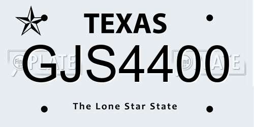 GJS4400 Texas License Plate