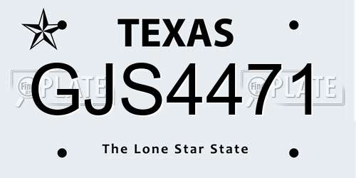 GJS4471 Texas License Plate